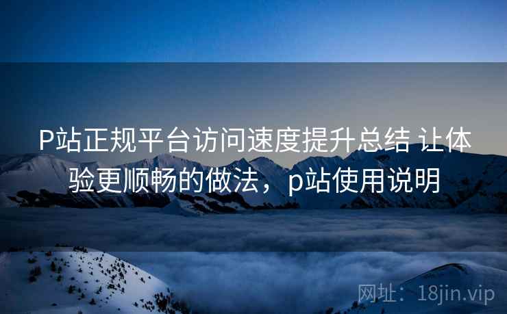 P站正规平台访问速度提升总结 让体验更顺畅的做法，p站使用说明