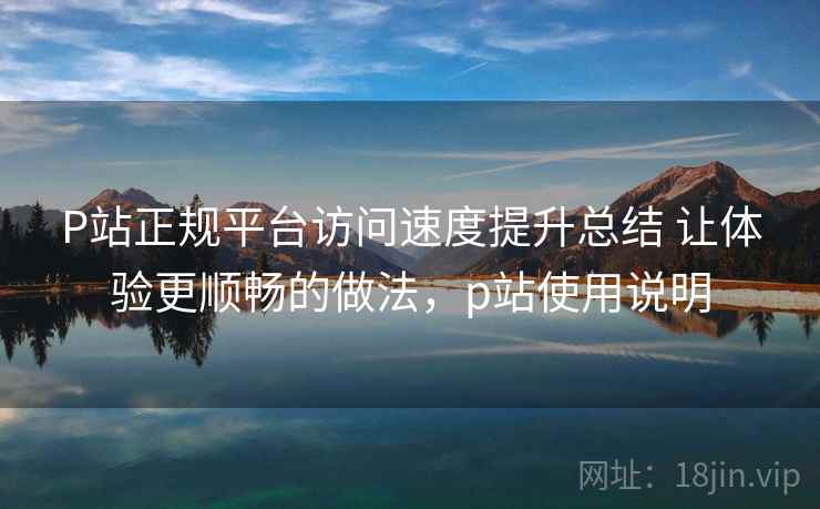 P站正规平台访问速度提升总结 让体验更顺畅的做法，p站使用说明